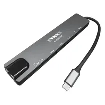 Hub USB-C Sate A-HUBC54 8EN1 PD100W RJ45+SD+TF+USB USB3.0X2+HDMI+