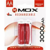 Pilha Recargável Mox AA MO-B2AA30 2 Unidades 3000MAH 1.2 V