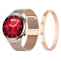 Relogio Smartwatch G-Tide Romance com IP68 / Tela 1.1" / Bluetooth / Sensor - Rose Gold + Perfume Zohoor + Pulseira
