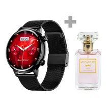 Kit Relógio G-Tide Romance Lady Time com Bluetooth - Preto + Perfume Zohoor 30 ML