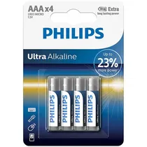 Pilha Alcalina AAA Philips Ultra Alkaline LR03E4B/97 1.5V - 4 Unidades