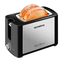 Torradeira Elétrica Mondial Smart Tost Inox T-13 - 800W - 2 Fatias - 110V - Preto