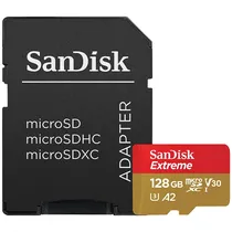 Cartão de Memória Micro SD de 128GB Sandisk Extreme SDSQXA1-128G-GN6MA - Vermelho/Dourado