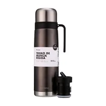 Garrafa Térmica Terrano - 1L - com Bico e Alça Rígida - Preto Metal