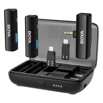 Microfone Lapela Boya Boyalink USB-C Sem Fio para Smartphone - Preto (2TX+1RX)