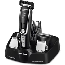 Kit Aparador de Cabelo Mondial BG-05 Super Groom 11 - Preto/Prata