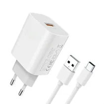 Cargador Ewtto ET-E6155C 18W USB/USB-C c/Cable Blanco Carga Rapida