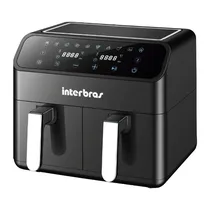 Fritadeira Eletrica Interbras Air Fryer S40BR / 2 Em 1 / 4 Litros / 1000W + 1000W / 110V - Preto
