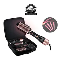 Quanta Kit Cepillo Secador QTKCS7001 2TEMP 2VEL 1300W Bivolt Negro Rosa