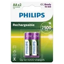 Philips R6B2RTU25/97 AA PACK-2 (2500MAH) Pila Recargable