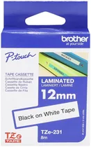 Cartucho de Fita Brother TZE-231 para Rotulador P-Touch 12MM/8 Metros Preto/Branco