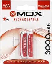 Pilha Mox AAA Recarregável 3000MAH MOB2AAA30 (2 Unidades)