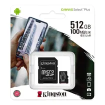 Cartão de Memória Class 10 Micro SD Kingston - 512GB - 100MB/s