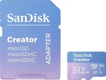 Memória Sandisk Microsdxc Creator Series SDSQXAV-512G-GN6MS 190-130 MB/s - 512GB