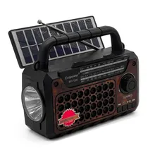 Rádio Ecopower EP-F326 Bluetooth/ USB/ SD/ FM/ AM/ Painel Solar - Black