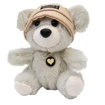 Urso de Pelúcia Bege MZ-096 com Boné Bege