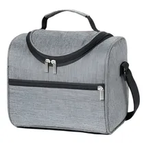 Bolsa Térmica com Fecho e Alças - 21X20X16CM Cinza com Preto