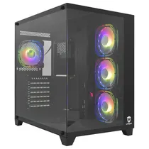 Gabinete Gamer, Aquario, Sate K896, Mid Tower, Argb, e-ATX, Frontal e Lateral Vidro Temperado, 4X Fans, Preto 120MM Argb