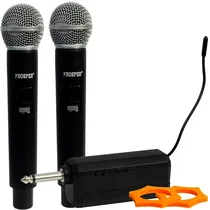 Microfone Sem Fio Prosper P-6192 com 2 Microfones 2.4G - Preto