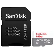Cartão de Memória Sandisk Ultra, 32GB, Micro SDHC, C10, 100MB/s, SDSQUNR-032G-GN3MA
