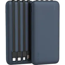 Carregador Portatil Powerbank G-Tide P1 / 10.5W / 10000MAH / com Cabo Embutido USB - Microusb - USB-C - Lightning - Azul
