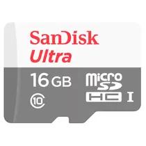 Cartão de Memória Micro SD Sandisk Ultra SDHC 16GB 80 MB/s Class 10 - SDSQUNS-016G-GN3MA