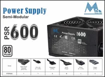 Fonte 600W Mtek PSR-600 80-Plus Semi-Mod *G