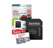 Cartão de Memória Sandisk Micro SDHC 16GB/80MBS com Adaptador Classe 10