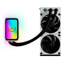 Water Cooler Cpu Hyte Thicc Q60 FAN-HYTE-Q60-BW Liquid Argb, 5" Ultraslim Ips Display, Preto, 240MM, Intel 115X/ 1200/ 1366/ 1700/ 2011(V3)/ 2066, AMD AM4/ AM5/ TR4