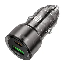 Carregador para Carro Ur UC-06 / 85W / USB-C / USB-A - Cinza Oscuro/ Transparente