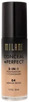 Base Liquido Milani Conceal + Perfect 2 En 1 04 Medium Beige - 30ML