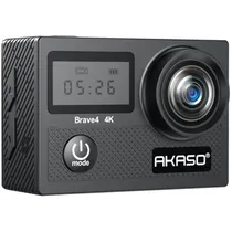 Camera de Video Akaso Brave 4 Camera de Ação Esportiva 20MP / 4K Ultra HD / 5X Zoom / 2 Baterias / 2 Display - Preto