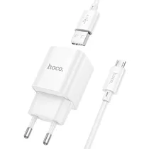 Carregador USB Hoco C145A QC30 + Cabo Micro USB - Branco