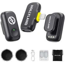 Microfone Sem Fio Hollyland Lark A1 Mini Duo (2 TX + 1 RX) - Lightning - Recarregável - Preto